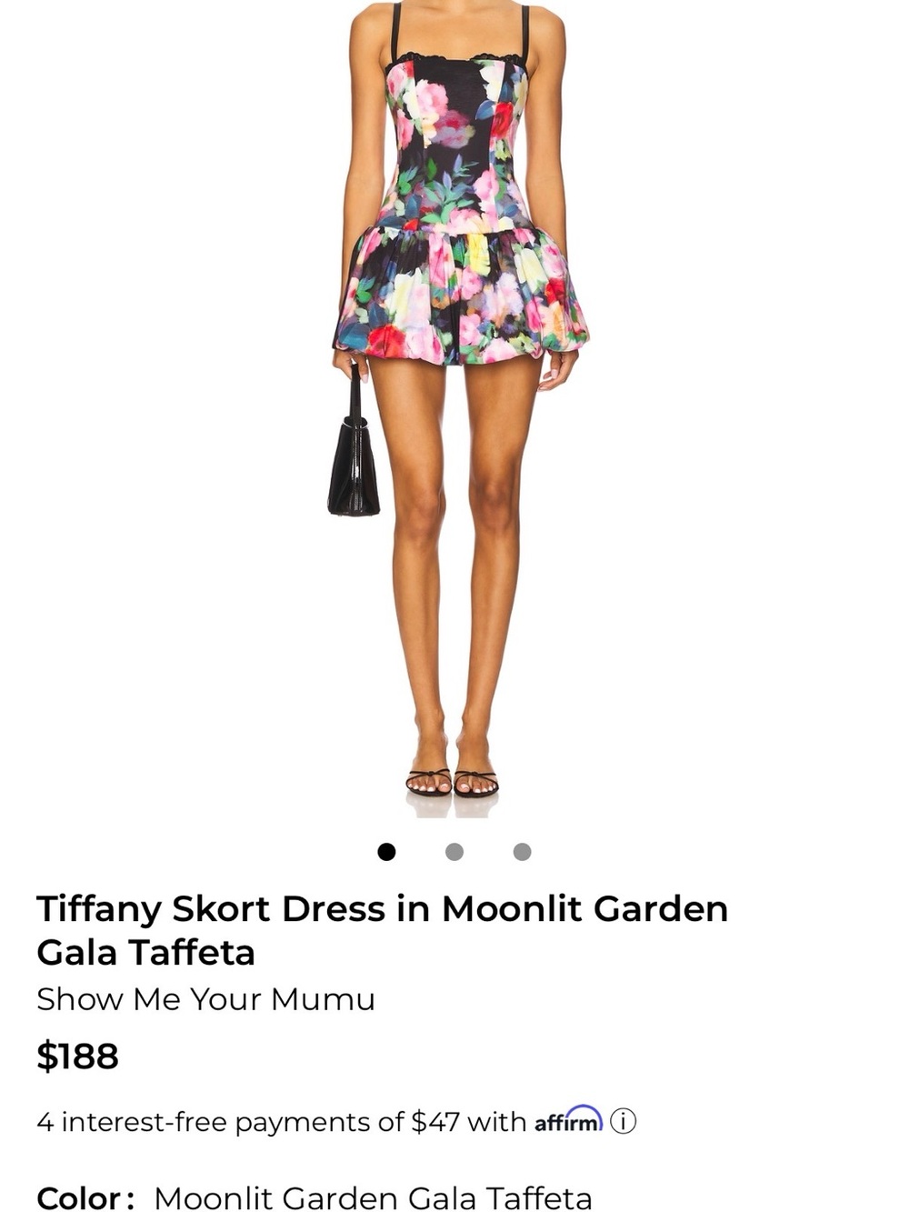 New with Tags Show Me Your Mumu Black Floral Tiffany Skort Dress